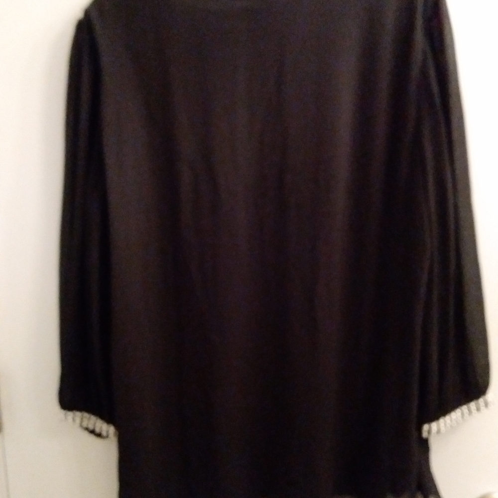 JAClyn Smith Flowy sheer top attached tank Faux Pearl rhinestone trim sl… - Picture 3 of 12